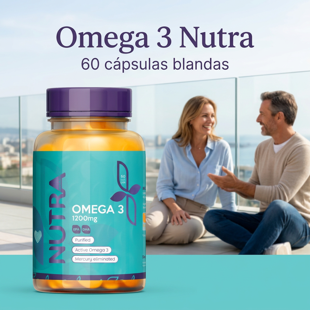 Omega 3 Nutra, vista elevada con personas en una terraza